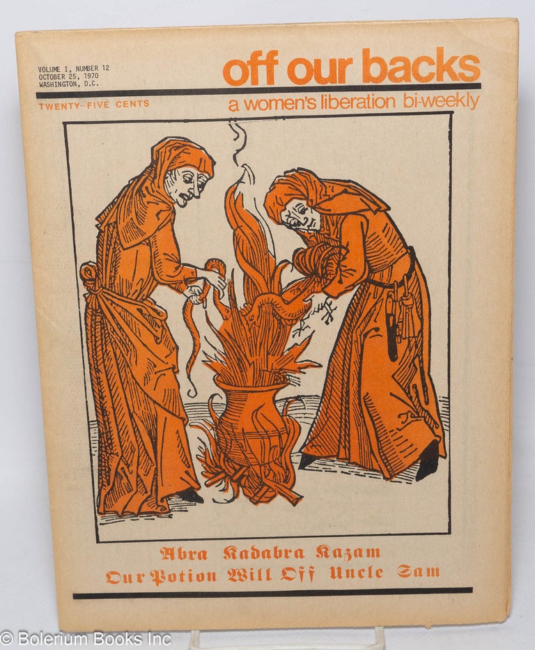 Cat.No: 195498 Off Our Backs: a women's news journal; vol. 1, #12, October 25, 1970