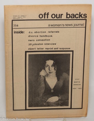 Cat.No: 195508 Off Our Backs: a women's news journal; vol. 3, #9, July/August, 1973