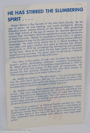 The John Birch Society, Incorporated, presents its founder, Mr. Robert Welch, speaking on The Tragedy of Vietnam [leaflet]