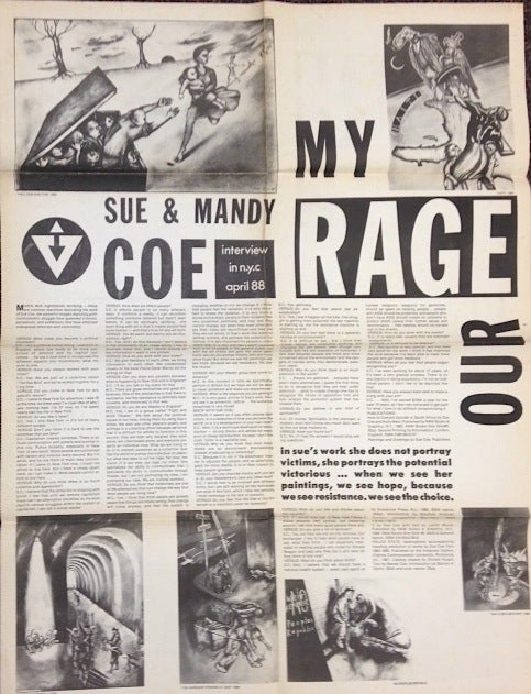 Cat.No: 195833 Sue & Mandy Coe: My Rage. Interview in NYC, April 88 [broadsheet]. Sue and Mandy Coe.