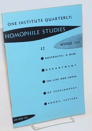 Cat.No: 196108 One Institute Quarterly: Homophile Studies #12, vol. 4, #1, Winter 1961....