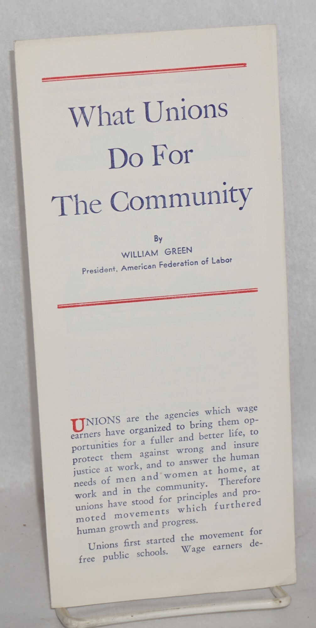 Union Pamphlets Examples Landscape What unions do for the community | William Green