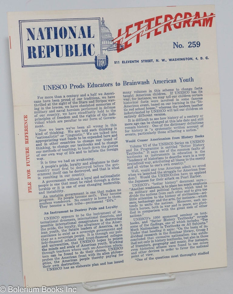 Cat.No: 196628 National Republic Lettergram. No. 259