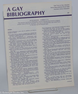 Cat.No: 196657 A Gay Bibliography: fifth edition - summer 1975. Barbara Gittings,...