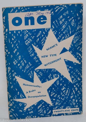 Cat.No: 196682 ONE; the homosexual magazine vol. 4, #4, April-May 1956: Miami's New-Type...