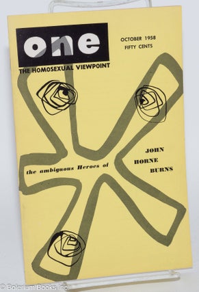 Cat.No: 197125 ONE Magazine; the homosexual viewpoint; vol. 6, #10, October 1958; The...