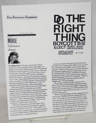 Cat.No: 197180 Do the right thing / Boycott Miller, Helms / Elect Gilbert Baker,...