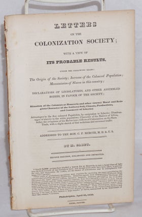Cat.No: 197388 Letters to the Colonization Society; with a view of its probable results,...