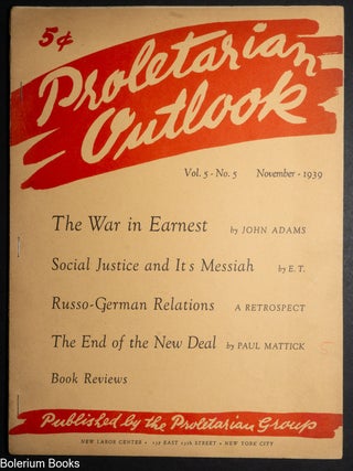 Cat.No: 197476 Proletarian Outlook; vol. 5 no. 5 (Nov. 1939