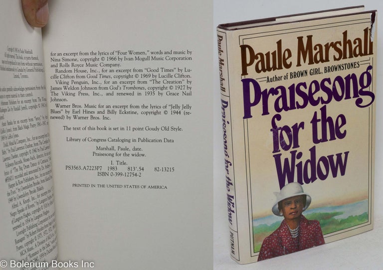 Cat.No: 197899 Praisesong for the widow. Paule Marshall.