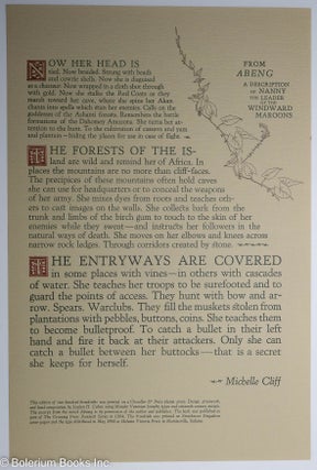 From 'Abeng, a Description of Nanny the Leader of the Windward Maroons' [broadside]