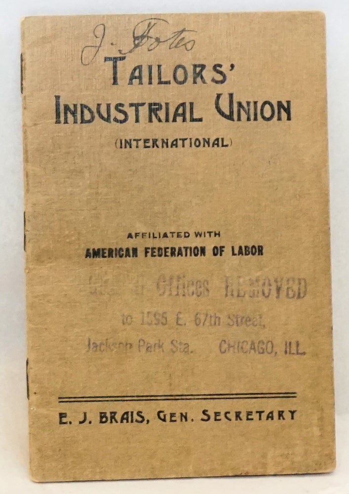 Cat.No: 198563 [Membership booklet with dues records]. Tailors' Industrial Union, International.