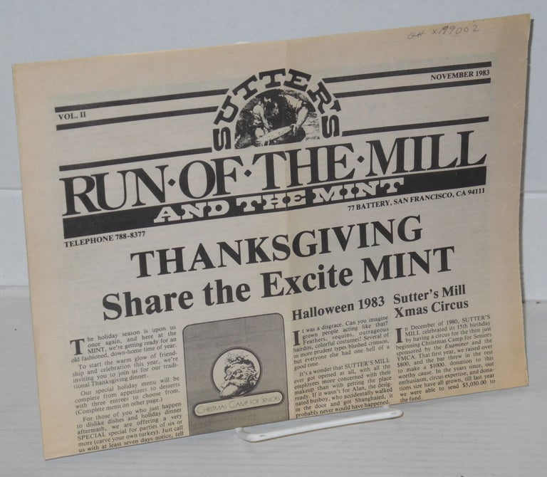 Cat.No: 199002 Sutter's Run of the Mill and The Mint: vol. 2, November 1983; Thanksgiving - share the excite MINT