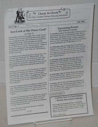 Cat.No: 199007 Cheek to Cheek: the gay/lesbian partner dancing newsletter; vol. 1, no. 7,...