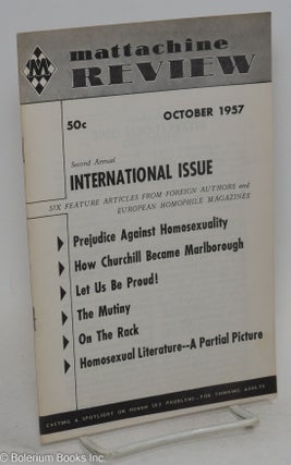 Cat.No: 199212 Mattachine Review: vol. 3, #10, October, 1957: Second International issue....