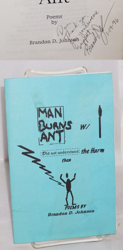 Cat.No: 199893 Man burns ant: poems. Brandon D. Johnson.