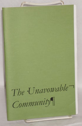 Cat.No: 200318 The Unavowable Community. Maurice Blanchot