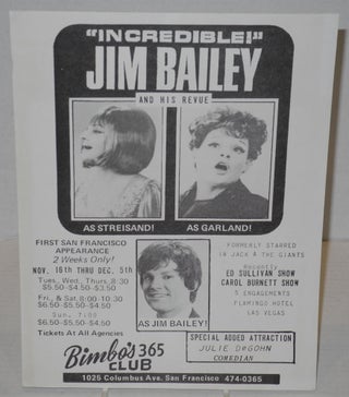 Cat.No: 201044 Incredible! Jim Bailey and his revue: as Streisand! as Garland! as Jim...