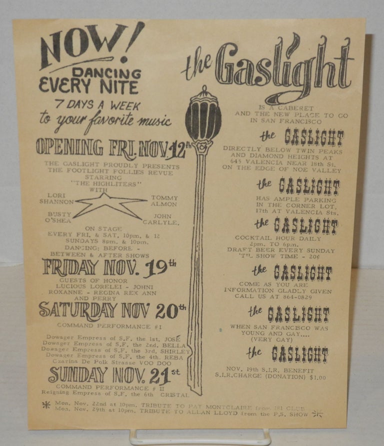 Cat.No: 201046 The Gaslight is a cabaret and the new place to go in San Francisco [handbill]