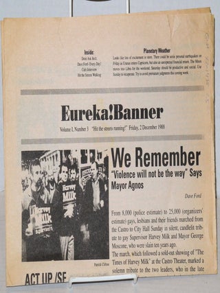 Cat.No: 201438 Eureka! Banner: vol. 1, #3, Friday, 2 December 1988 "Hit the streets...