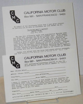 Cat.No: 201962 California Motor Club invitation to Clondyke Mary's Campout and...