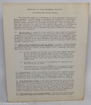 Cat.No: 202077 Guidelines for local government officials in dealing with racial changes....