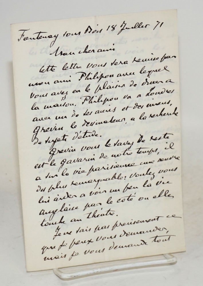Cat.No: 202246 [Handwritten letter to M. Boucicault]. Hector Malot.