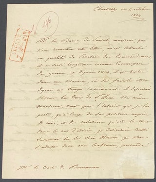 Cat.No: 202247 [Letter penned to the Comte de Bourmont]. Louis Henri Joseph de Bourbon,...