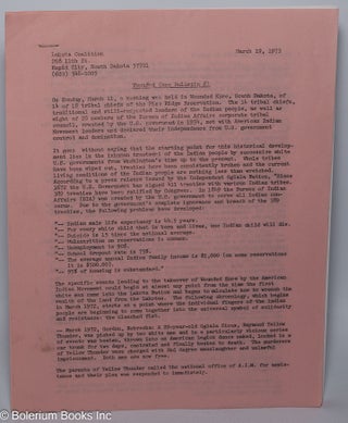 Cat.No: 203211 Wounded Knee Bulletin #1. March 19, 1973