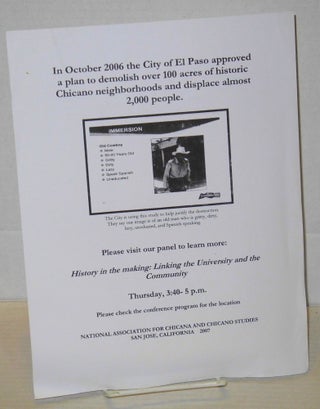 Cat.No: 203830 Handbill announcing a panel "History in the Making: Linking the University...