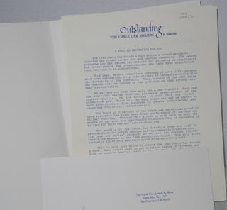 Outstanding; the 1985 Cable Car Awards & Show Advanced Ticket Solicitation material