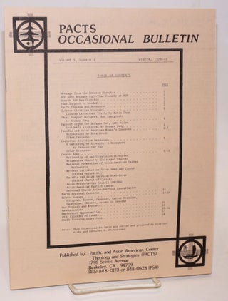 Cat.No: 204842 Occasional Bulletin. Volume 5, no. 1. Pacific, Asian American Center for...