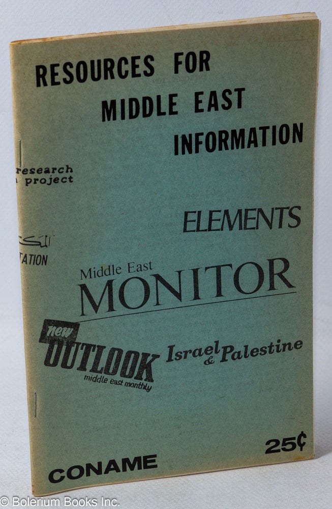 Cat.No: 205180 Resources for Middle East information. Bob Loeb, Allan Solomonow.