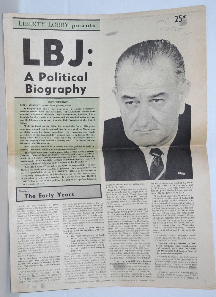 Cat.No: 205207 LBJ: A Political Biography second edition. Liberty Lobby.