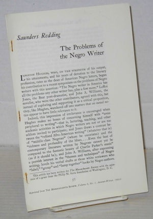 Cat.No: 205797 The problems of the Negro writer: reprinted from the Massachusetts Review,...