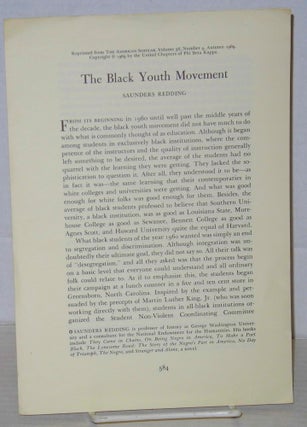 Cat.No: 205799 The Black Youth Movement: reprinted from The American Scholar, volume 38,...