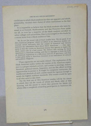 The Black Youth Movement: reprinted from The American Scholar, volume 38, number 4, Autumn 1969