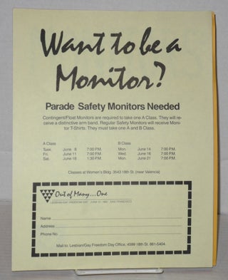 Cat.No: 205948 Six Safety Monitor Fliers/handbills for Lesbian/Gay Freedom Day Parades...