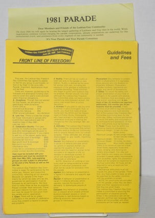 1981 Gay Freedom Day Parade & celebration applications, guidelines, and press release [nine items]