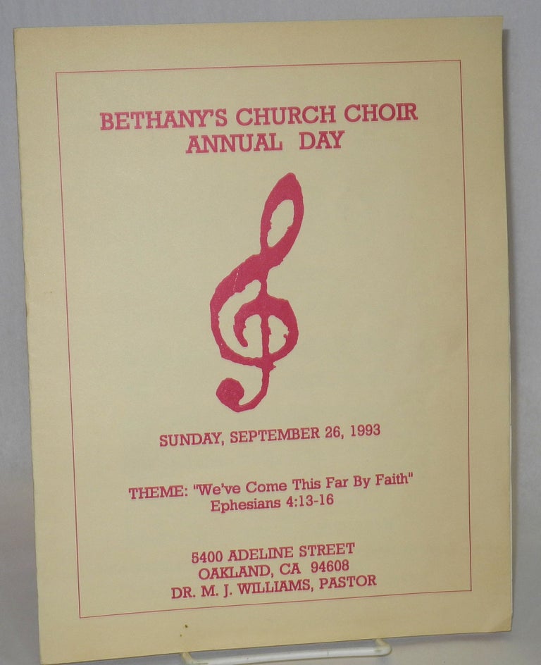 Cat.No: 207141 Bethany's Church Choir annual day, Sunday, September 26, 1993, 5400