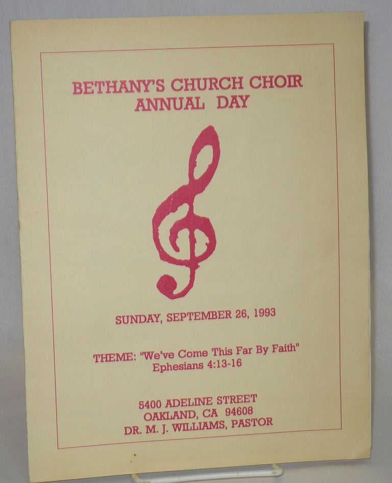 Cat.No: 207141 Bethany's Church Choir annual day, Sunday, September 26, 1993, 5400