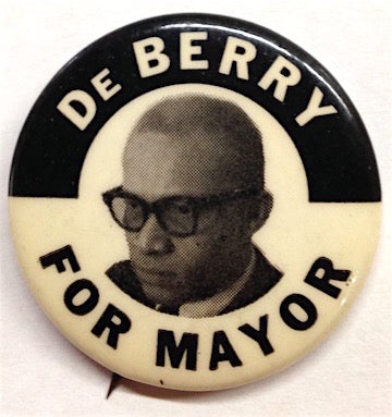 Cat.No: 207543 DeBerry for Mayor [pinback button]. Clifton DeBerry.