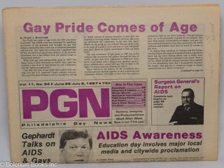 Cat.No: 208128 PGN: Philadelphia Gay News; vol. 11, #34, June 26-July 2, 1987; AIDS...