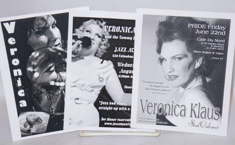 Cat.No: 208442 Three postcard-size handbills for performances by Veronica Klaus. Veronica Klaus.
