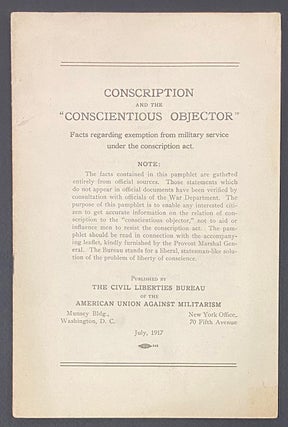 Cat.No: 20873 Conscription and the "conscientious objector." Facts regarding exemption...