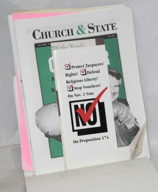 Church & State newsletters, collection of press clippings and broadcast log, report, brochures etc.