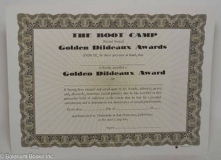 Cat.No: 209796 The Boot Camp Second Annual Golden Dildeaux Awards [certificate