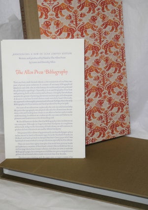 The Allen Press Bibliography MCMLXXXI produced by hand with art work, sample pages from previous editions
