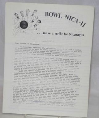 Cat.No: 210495 Bowl Nica-II [four items related to a bowling fundraiser for Sandinista...