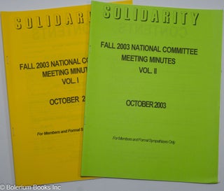Cat.No: 210923 Fall 2003 National Committee meeting minutes [vols. 1 and 2], October...